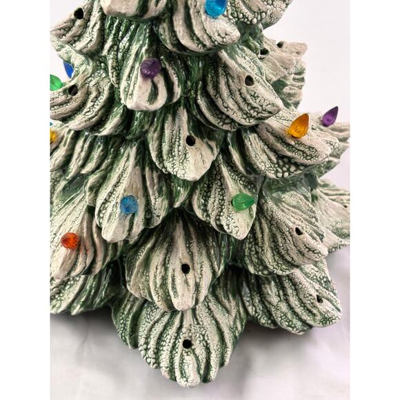 Vintage Ceramic Christmas Tree Green with White Snow Accent 13" Tall READ as is - Picture 12 of 14